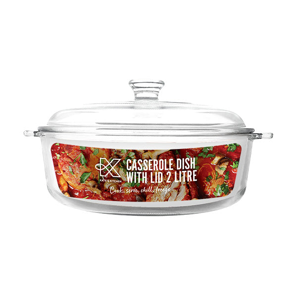 2-Piece Glass Casserole Dish Set With Lids - 1.5L & 0.8L With Baking Gloves & Silicone Mat