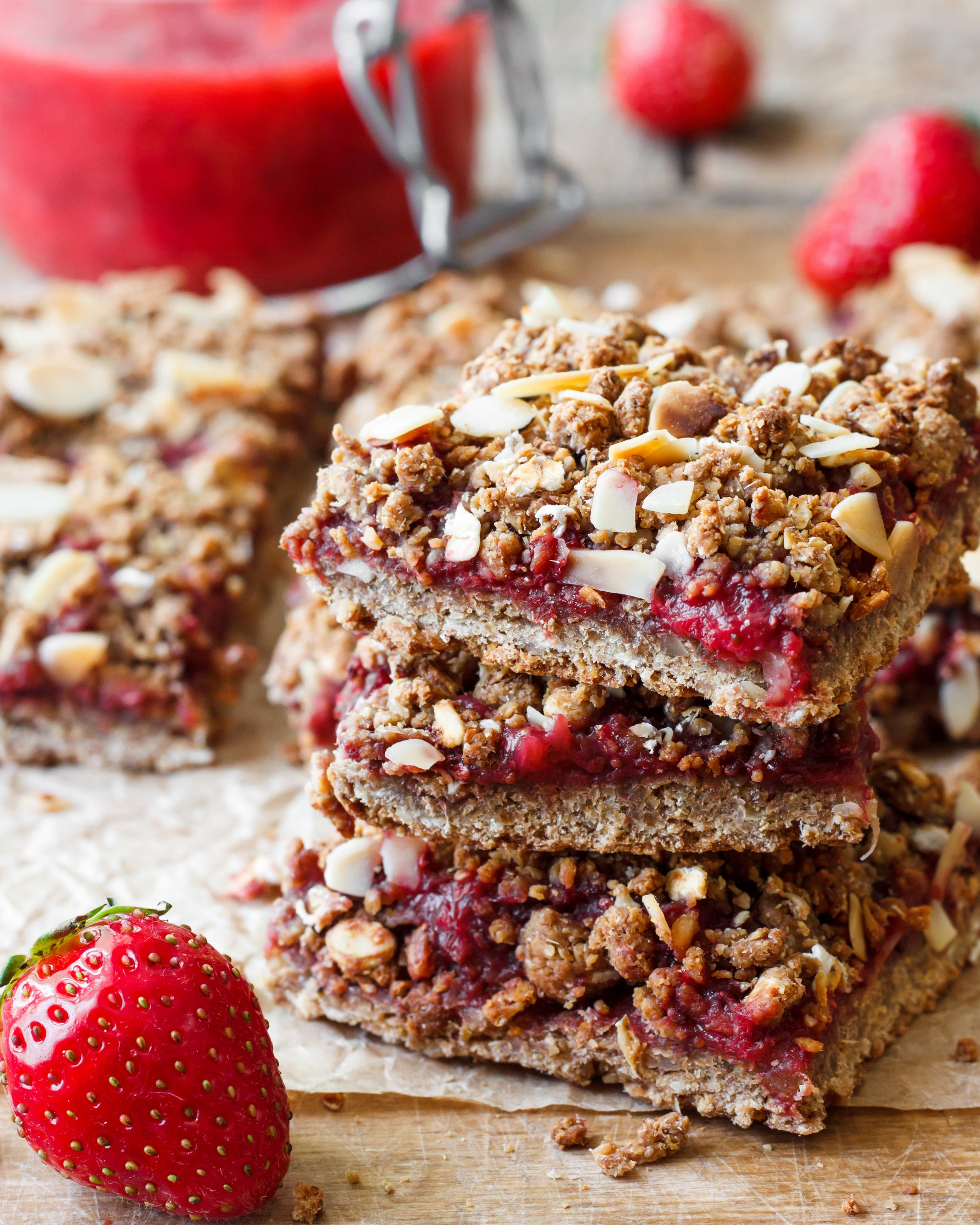 Strawberry and Rhubarb Oat Bars
