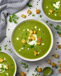 Watercress Soup with potato, croutons and parsley