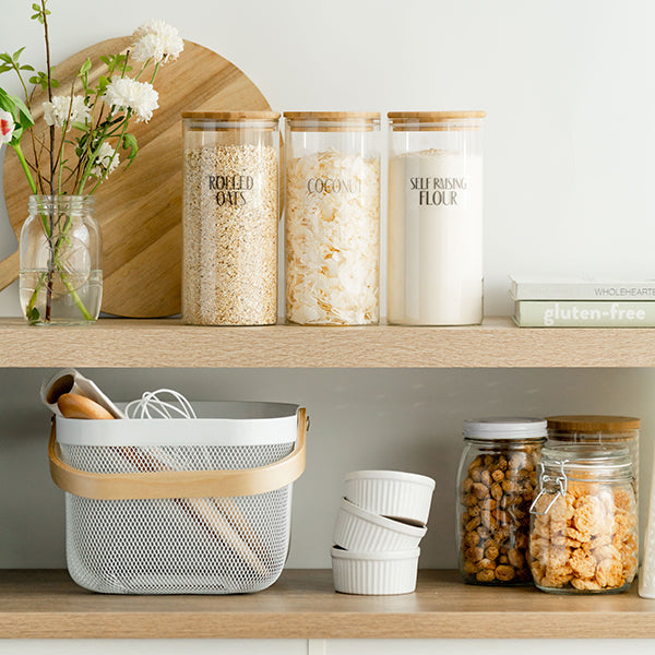 Storage Basket with Wooden Handle Square