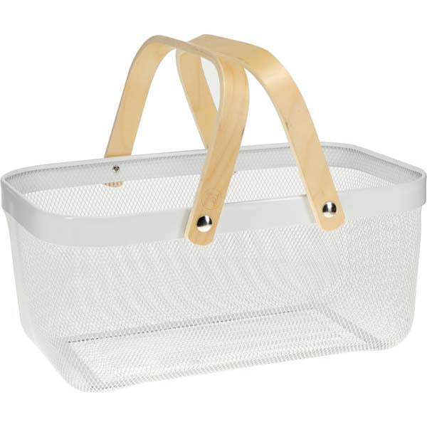 Storage Basket with Wooden Handle Rectangular