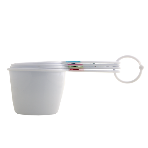 Kates Kitchen 4 piece measuring cup set, clearly marked with cup and ml measures. Dishwasher safe for easy cleaning