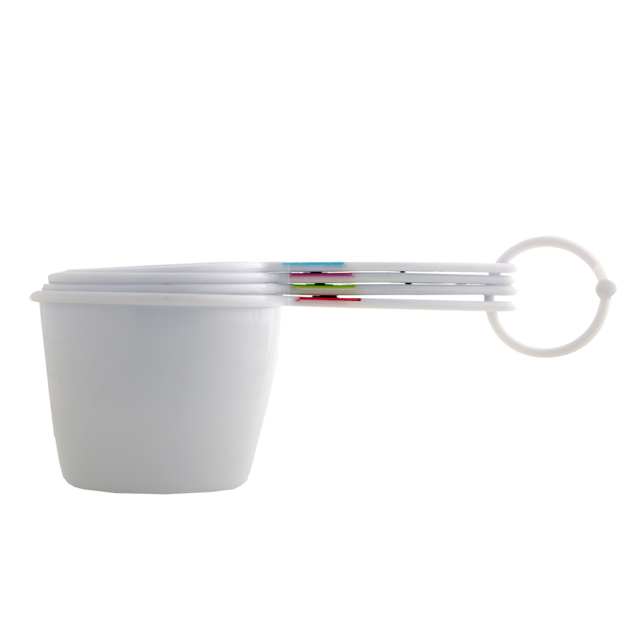 Kates Kitchen 4 piece measuring cup set, clearly marked with cup and ml measures. Dishwasher safe for easy cleaning