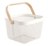 Storage Basket with Wooden Handle Square