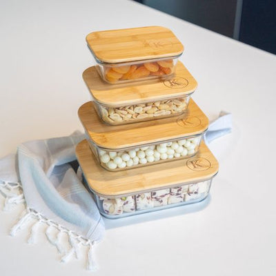 Glass Container with Bamboo Lid 1050ml