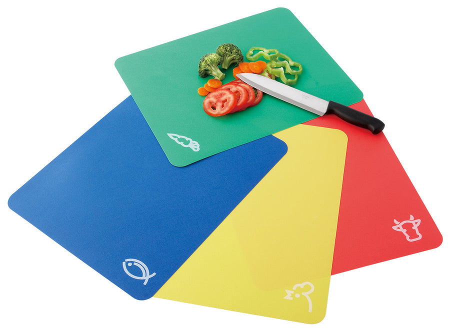 Coloured Cutting Board set for easy identification and to prevent cross contamination.