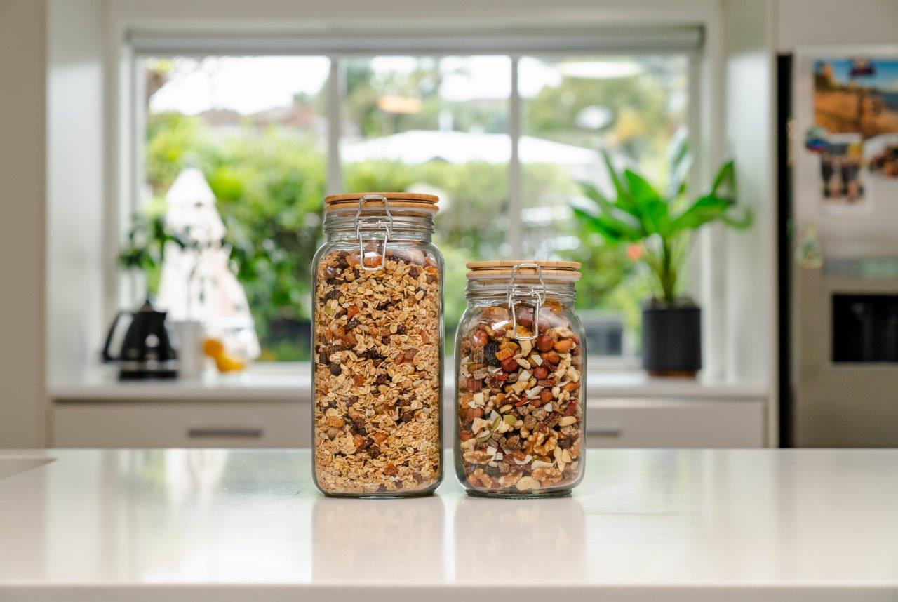 Square Glass Jar with Bamboo Lid 1250ml