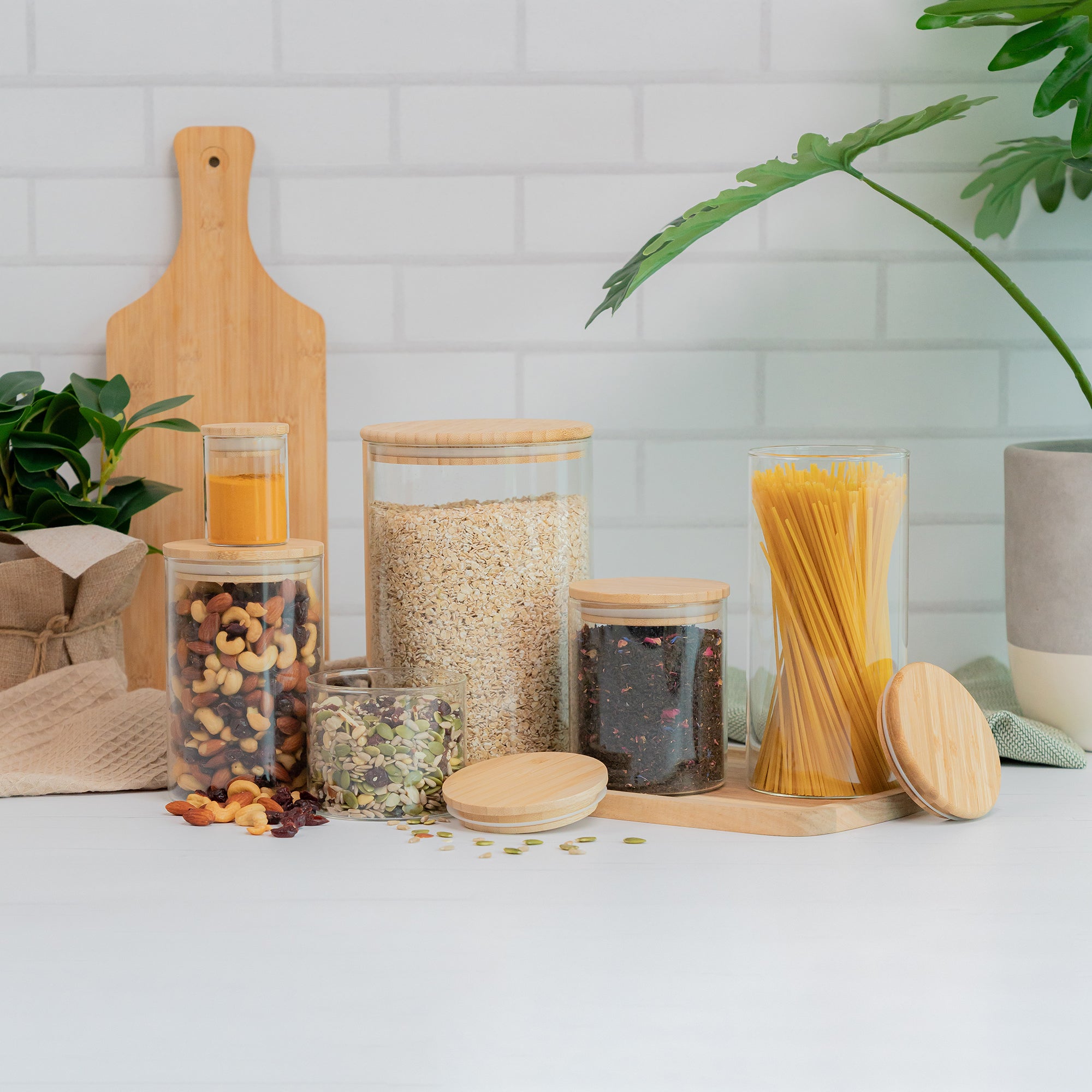 Glass Canister with Bamboo Lid 1.25L