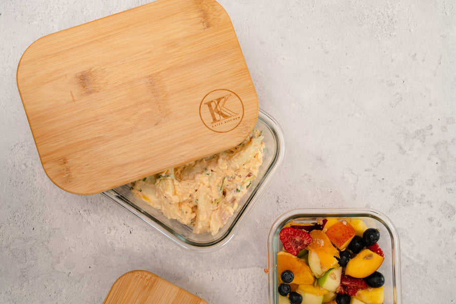 cute kates kitchen container for meal prep, leftover and lunch
